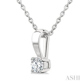 1/10 Ctw Prong Set Round Cut Diamond Solitaire Pendant With Chain in 14K White Gold